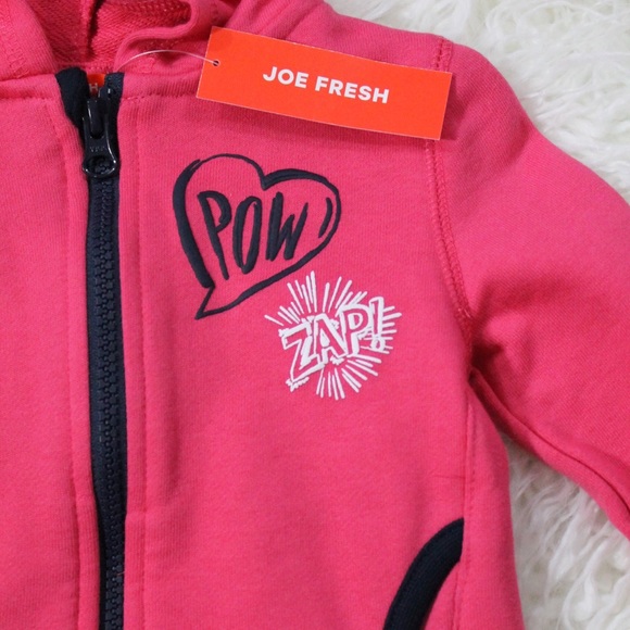 NWT Joe Fresh Toddler Girls Blush Pink Zip Hoodie - Picture 3 of 6